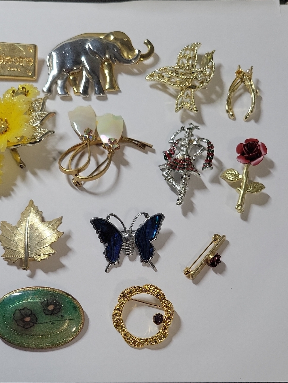 Gold and Silver  Tone Elephant Brooch Pin - Women Jewelry